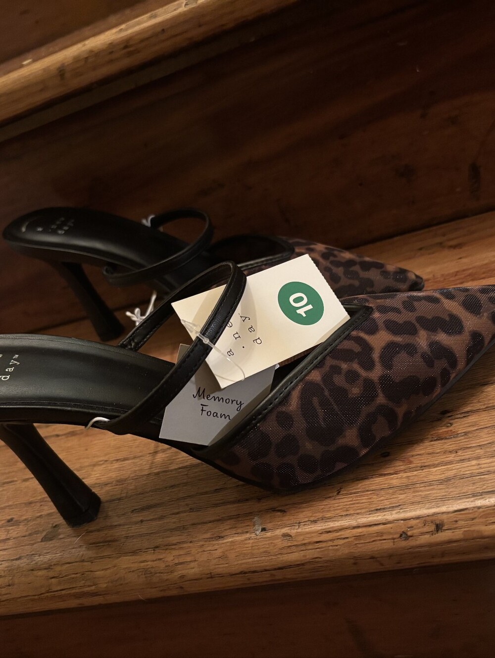 Leopard Print Pointed Toe Slingback Heels - Brown